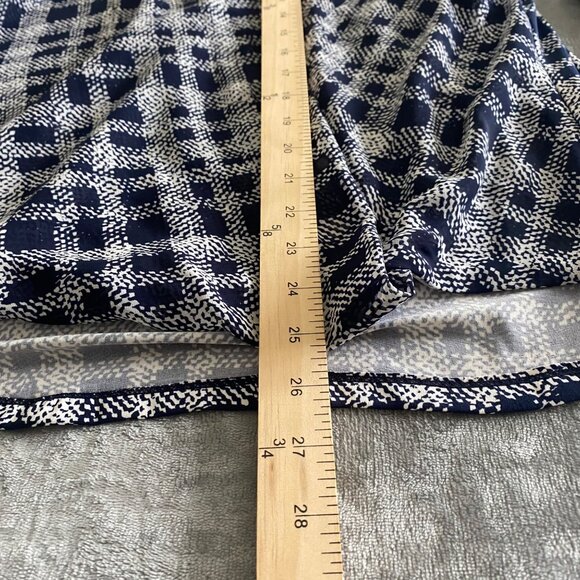 Alfani Women's Navy and White Print Front Faux Wrap‎ Blouse| Size 12 Career - Picture 6 of 8